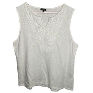 Talbots White Lace Front Tank Top